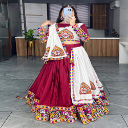 Traditional Mirror Work Rayon Cotton Lehenga Choli Set